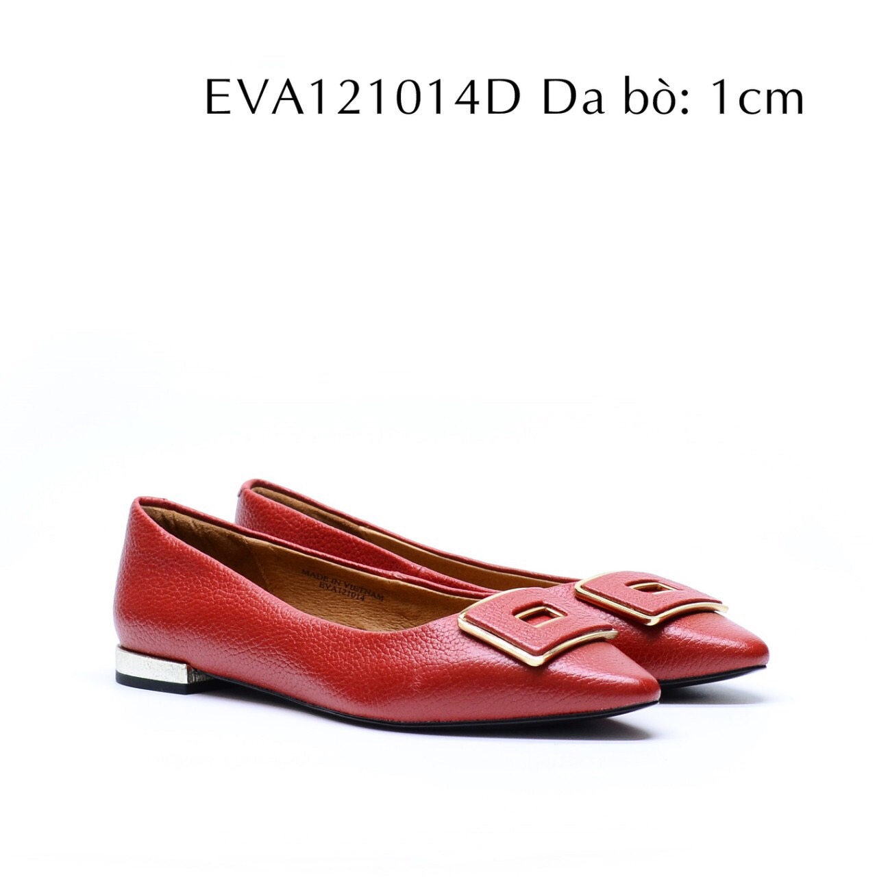 Giày bệt da thật EVA121014D thiết kế nơ vuông độc đáo, nổi bật